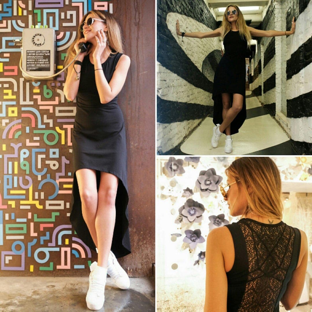 Асимметричное платье черного цвета