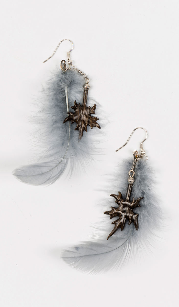 Перьевые серьги hand made