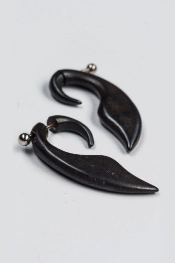 Серьги деревянные Черный лебедь