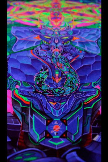 Флуоресцентный психоделический гобелен «Cyber Ganesh»