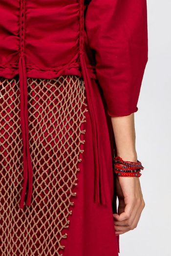 Красное бохо платье Рочаман
