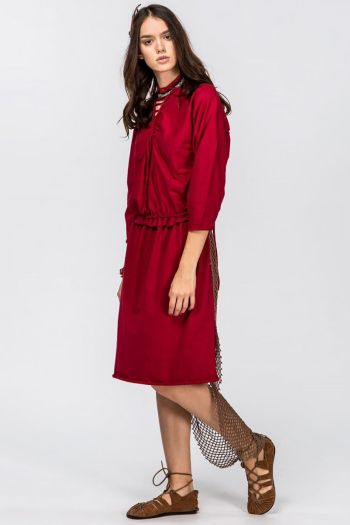 Красное бохо платье Рочаман