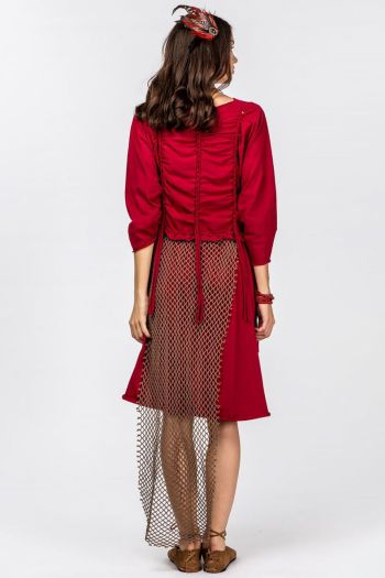Красное бохо платье Рочаман
