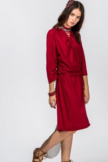 Красное бохо платье Рочаман