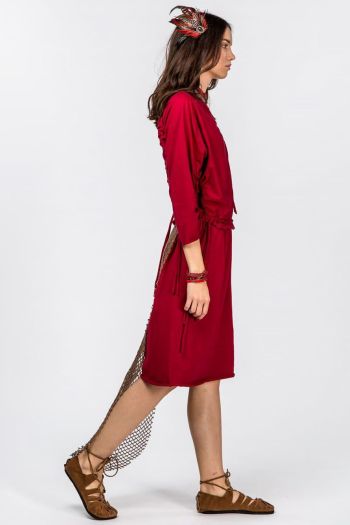 Красное бохо платье Рочаман