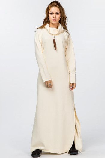 Теплое кремовое платье Годжи