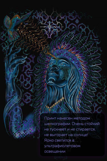 Мужская черная футболка с авторским принтом «Шаман»