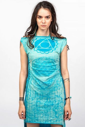 Бирюзовое платье со шлейфом Пиретрум