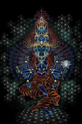 Футболка с флуоресцентным принтом «AvalokiteShvara»