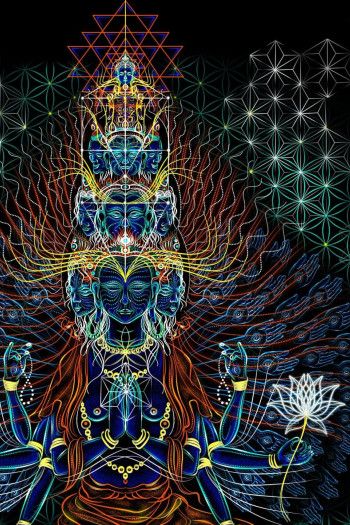 Футболка с флуоресцентным принтом «AvalokiteShvara»