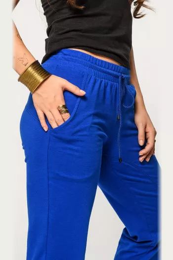 Синие трикотажные штаны для йоги и спорта из хлопка «Тландианта»