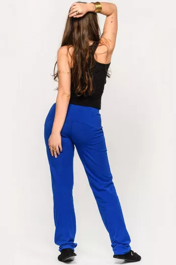 Синие трикотажные штаны для йоги и спорта из хлопка «Тландианта»