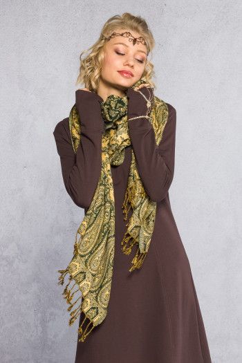 Кашемировый шарф с этно орнаментом в стиле пейсли