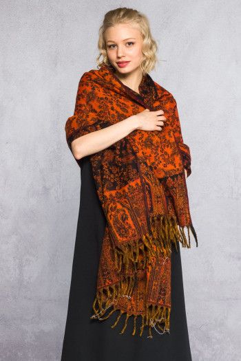 Теплый палантин с бахромой Сурат