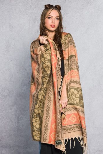 Этнический шарф Ажурные цветы