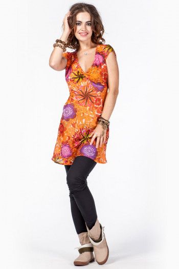 Индийское платье-туника Оранжевая фиеста