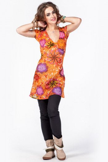 Индийское платье-туника Оранжевая фиеста