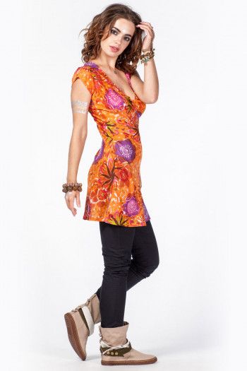 Индийское платье-туника Оранжевая фиеста