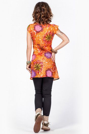 Индийское платье-туника Оранжевая фиеста