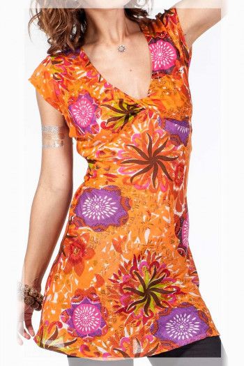 Индийское платье-туника Оранжевая фиеста