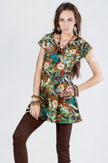 Туника с цветами Зеленый луг