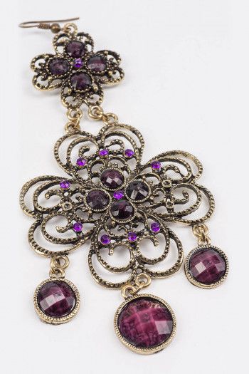 Ажурные серьги с камнями Меконг