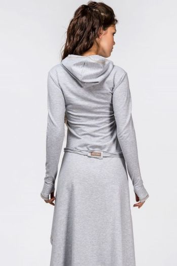 Серое асимметричное платье