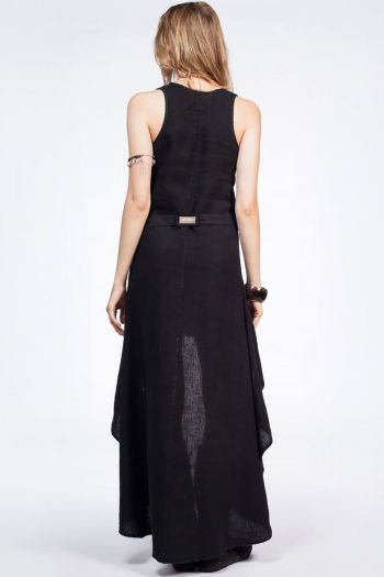 Льняное платье черного цвета