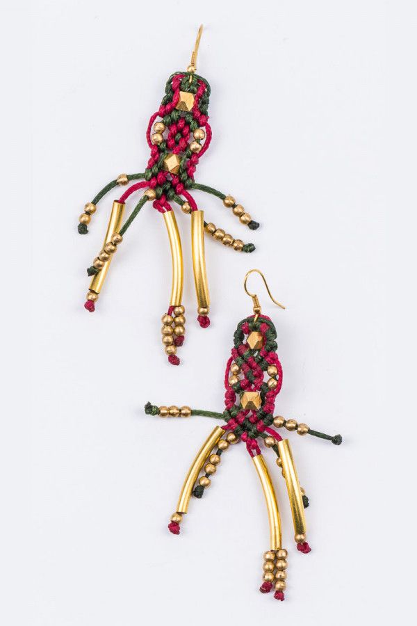 Серьги плетеные Осьминог