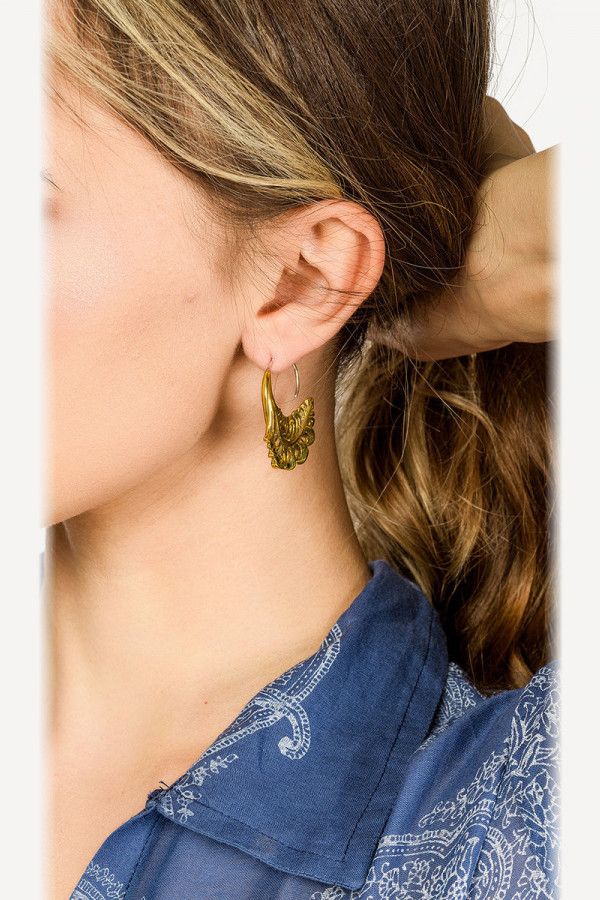 Серьги латунные Райское перо