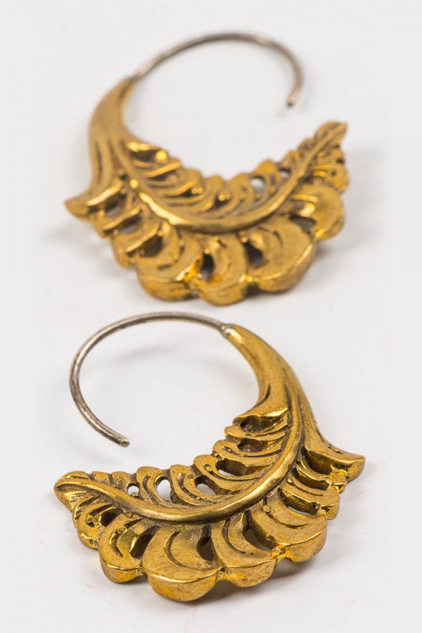 Серьги латунные Райское перо