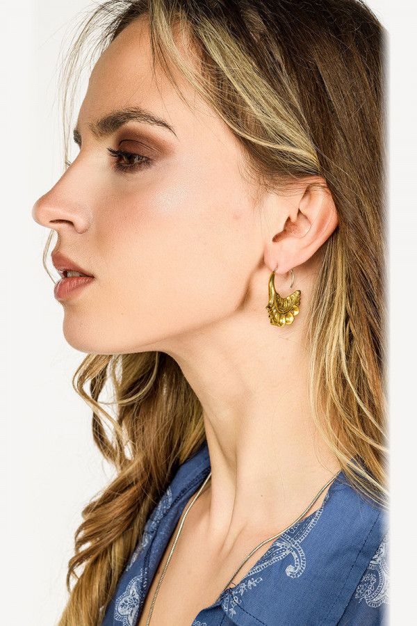 Серьги латунные Райское перо