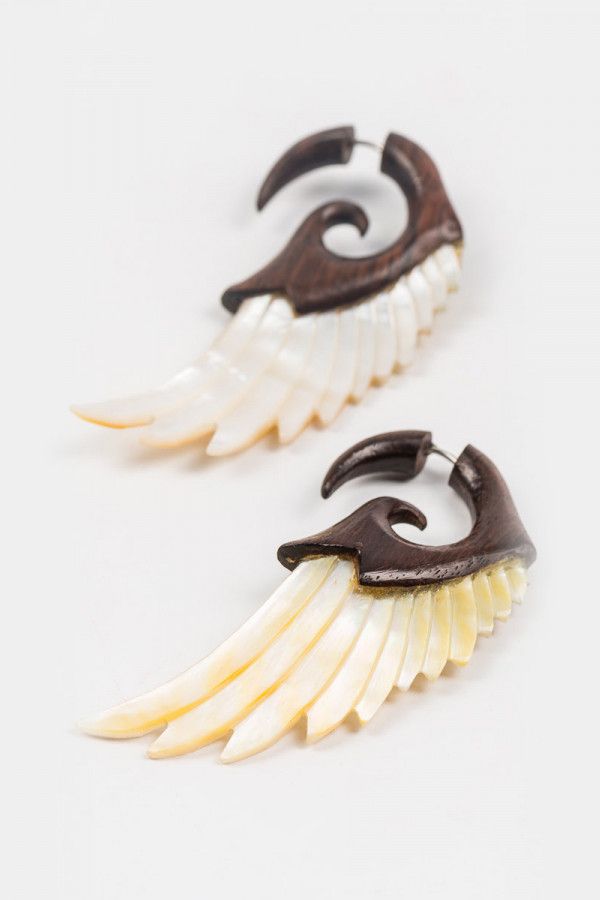 Серьги деревянные Крылья