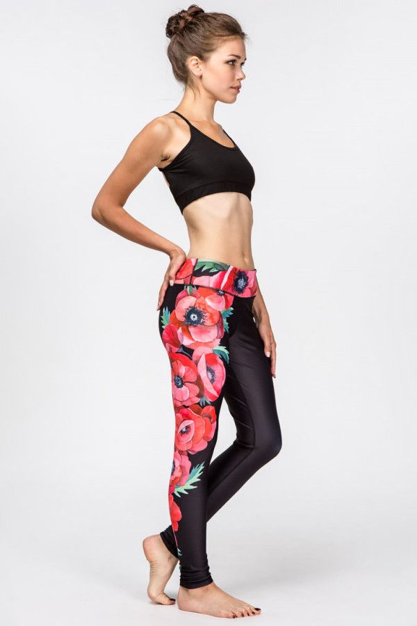 Спортивные леггинсы Красный мак