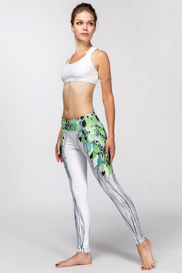 Белые леггинсы Зеленый дух
