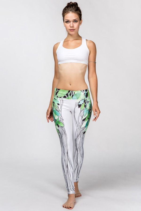 Белые леггинсы Зеленый дух