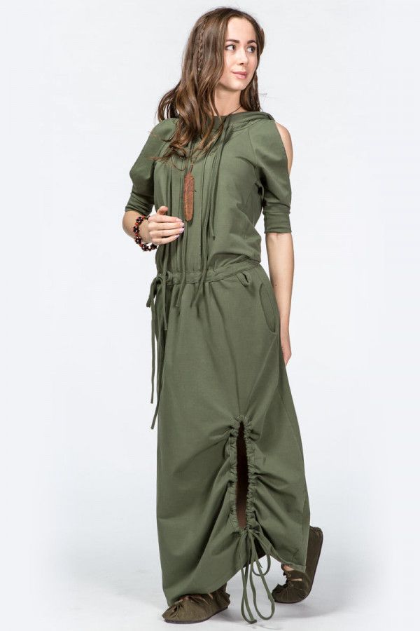 Авторское платье с капюшоном Энель