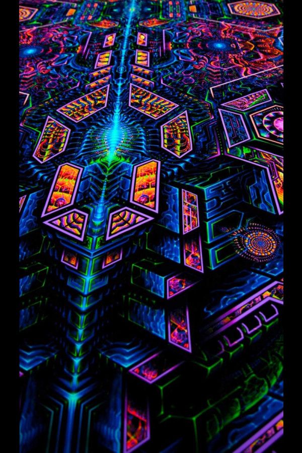 Флуоресцентное фрактальное полотно «Exo Molecular Mind»