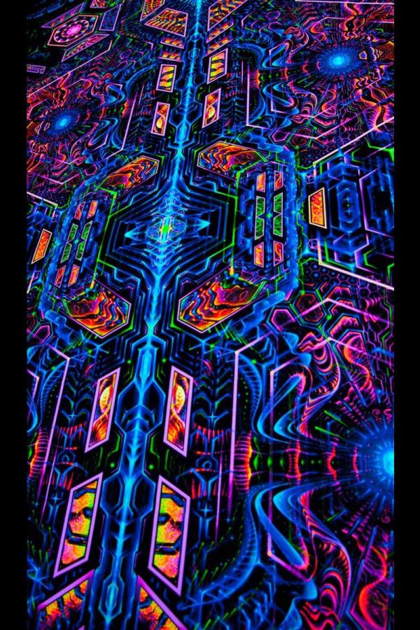 Флуоресцентное фрактальное полотно «Exo Molecular Mind»