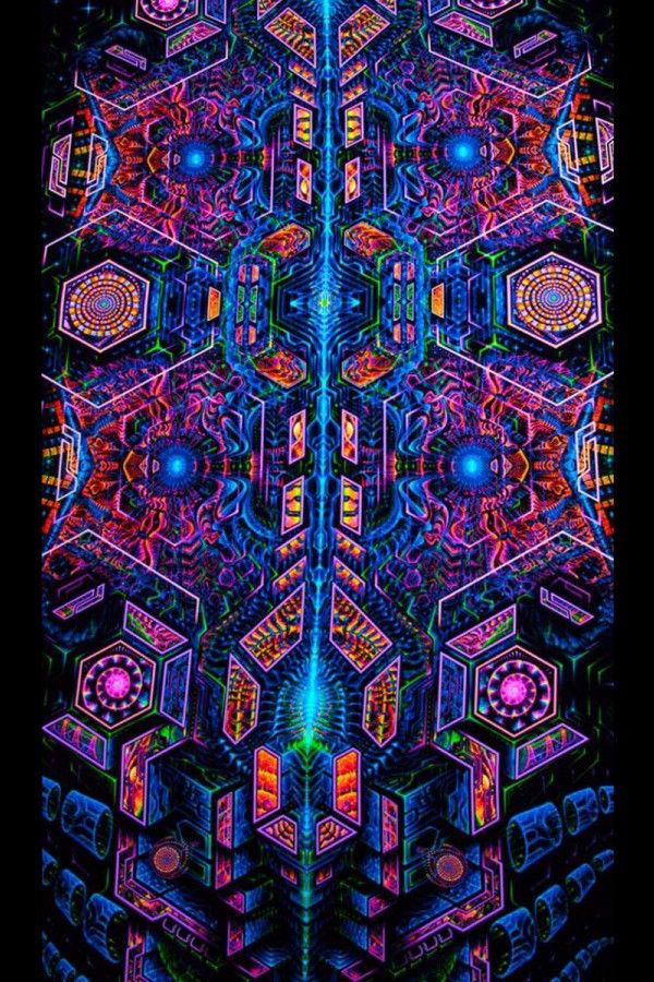 Флуоресцентное фрактальное полотно «Exo Molecular Mind»