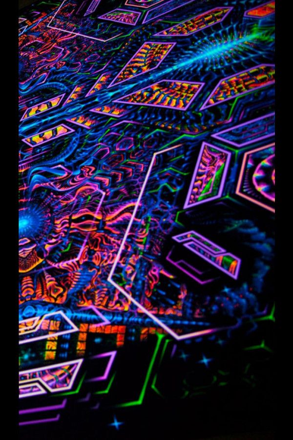 Флуоресцентное фрактальное полотно «Exo Molecular Mind»