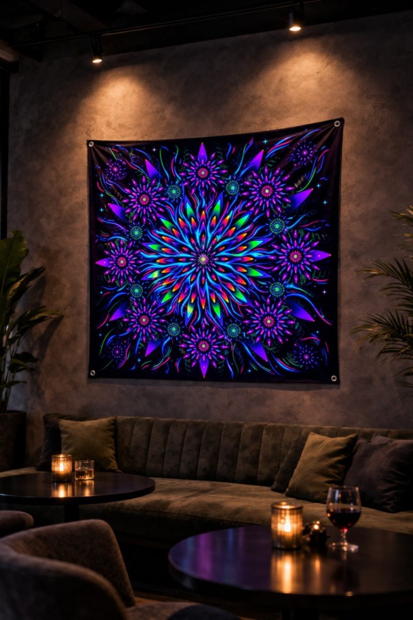 Флуоресцентное квадратное полотно «Flower of Space Energy»