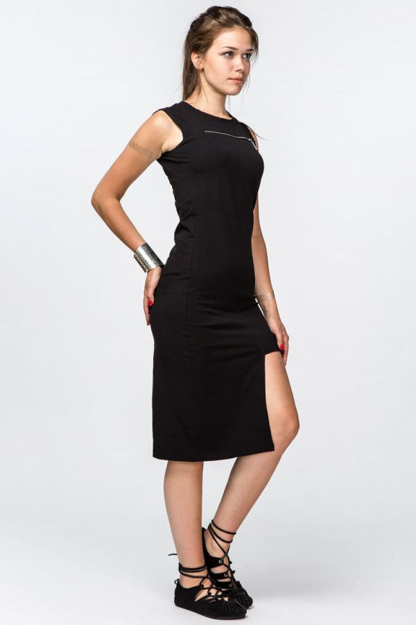 Черное платье с молнией Калипсо