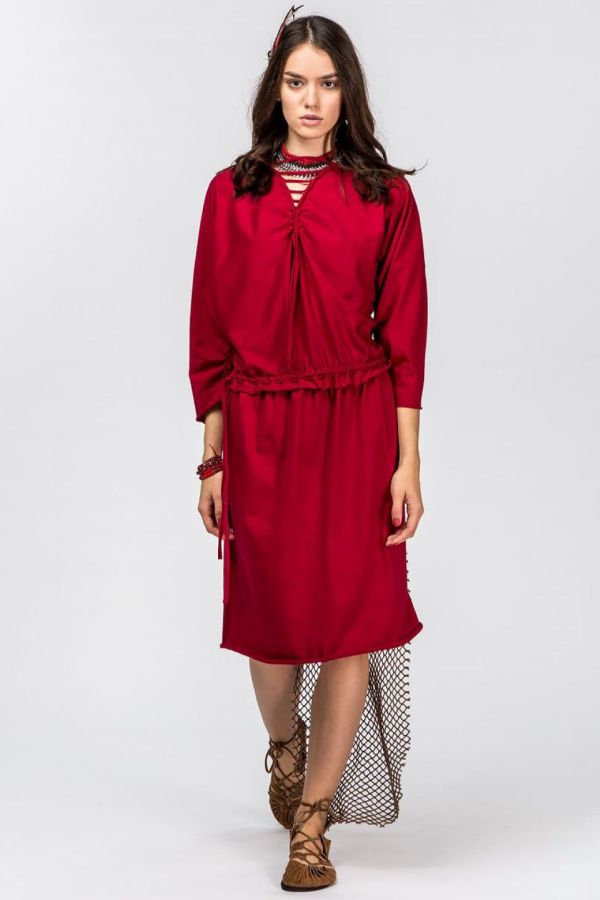Красное бохо платье Рочаман