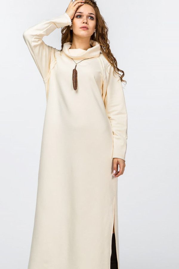 Теплое кремовое платье Годжи