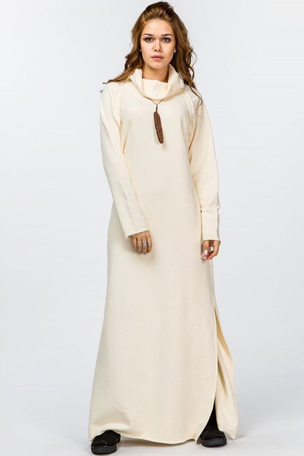 Теплое кремовое платье Годжи