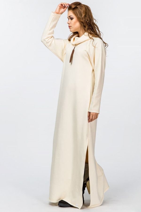 Теплое кремовое платье Годжи