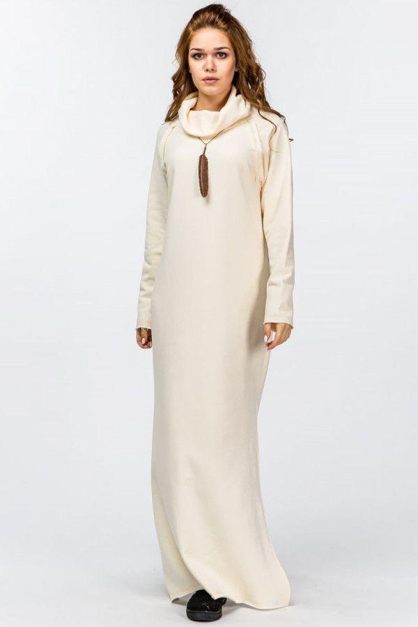 Теплое кремовое платье Годжи