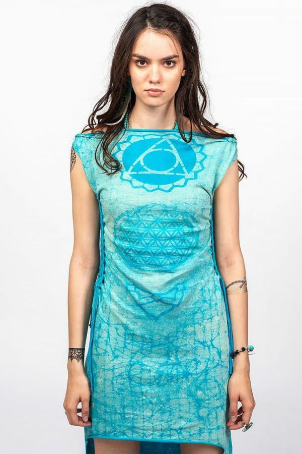 Бирюзовое платье со шлейфом Пиретрум