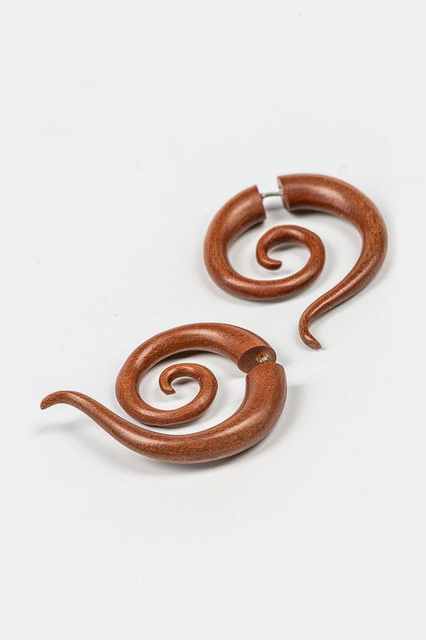Деревянные серьги Спиральки